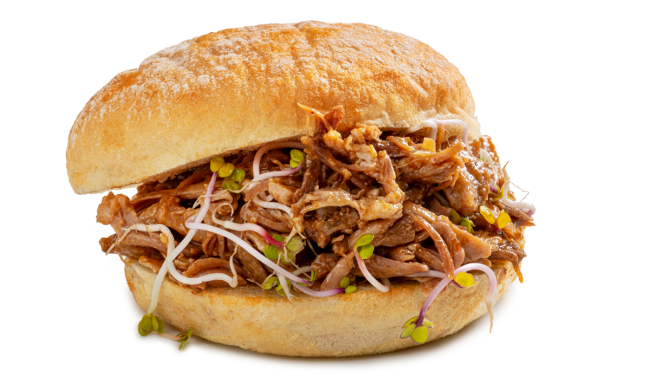 Bocadillo elaborado con pulled pork de Gastrocook